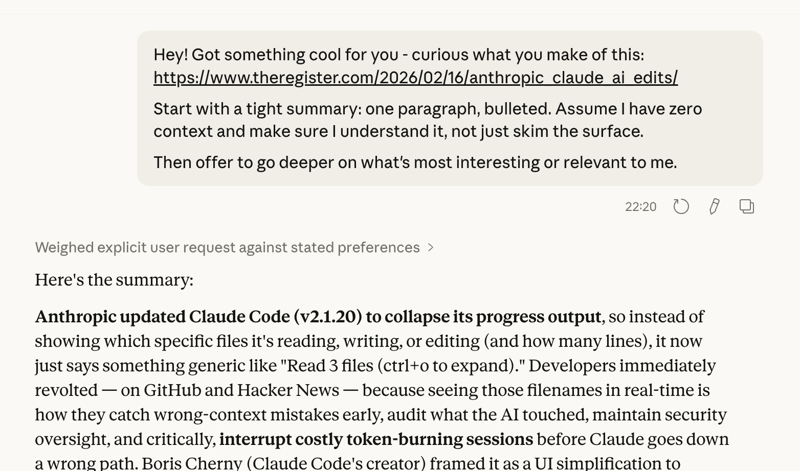 Claude chat with the prompt pre-filled
